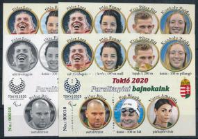 2021 Tokió 2020 Paralimpiai bajnokaink 4 db-os emlékív garnitúra, 3 db azonos sorszámmal (No. 00018) + 1 db 00000 piros sorszámmal
