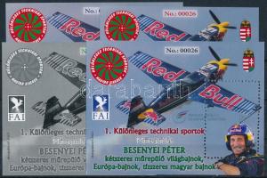 2023 1. Különleges technikai sportok Műrepülés Besenyei Péter 4 db-os emlékív garnitúra azonos sorszámmal (No. 00026)