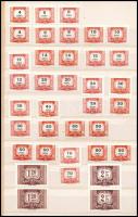 1958 Vörös-fekete portó 8 db sor összefüggésekben + II. kiadás kiegészítő értékek ívsarki 10-es tömb...