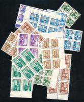 1958 Vörös-fekete portó 8 db sor összefüggésekben + II. kiadás kiegészítő értékek ívsarki 10-es tömb...