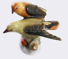 Herendi madárpár. Jelzett, kézzel festett, hibátlan, m: 9,5 cm