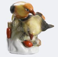 Herendi madárpár. Jelzett, kézzel festett, hibátlan, m: 9,5 cm