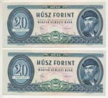 1980. 20Ft (2x) sorszámkövetők "C 398 010089 - C 398 010090" T:UNC hullámos papír Adamo F17