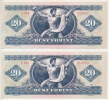 1980. 20Ft (2x) sorszámkövetők "C 398 010089 - C 398 010090" T:UNC hullámos papír
Adamo F...