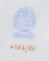 Herendi Apponyi zöld bonbonier rózsa fogóval. Jelzett, hibátlan, d: 7,5 cm