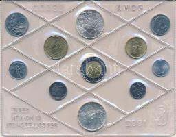 Olaszország 1992. 1L-500L (11xklf) forgalmi sor fóliatokban és műbőrtokban, tanúsítvánnyal. Benne: 1...