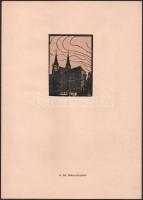 Mühlfeith János (működött a XX. sz. első felében): Szt. Rókus-templom (Szeged), 1919. Fametszet, hár...