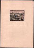 Mühlfeith János (működött a XX. sz. első felében): Felsőtiszapart (Szeged), 1919. Fametszet, hártyap...