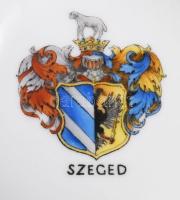 Herendi Szeged város címerével ellátott porcelán bonbonniere Kézzel festett, jelzett, hibátlan 8 cm