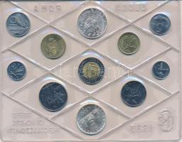 Olaszország 1989. 1L-500L (11xklf) forgalmi sor fóliatokban és műbőrtokban, tanúsítvánnyal. Benne: 1...