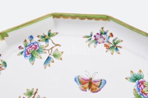 Herendi Viktória mintás tizenkét oldalú nagyméretű asztalközép kínáló. Jelzett, az aranyozáson minim...