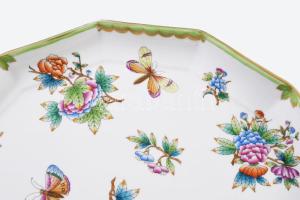 Herendi Viktória mintás tizenkét oldalú nagyméretű asztalközép kínáló. Jelzett, az aranyozáson minim...