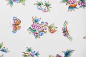 Herendi Viktória mintás tizenkét oldalú nagyméretű asztalközép kínáló. Jelzett, az aranyozáson minim...