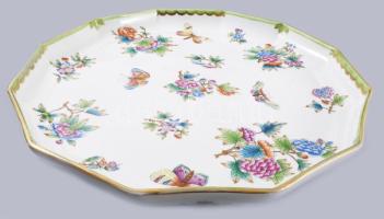 Herendi Viktória mintás tizenkét oldalú nagyméretű asztalközép kínáló. Jelzett, az aranyozáson minim...