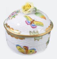 Herendi Viktória mintás 6 személyes mokkás / kávés készlet. Jelzett, teljes, a kancsó rózsa fogóján ...