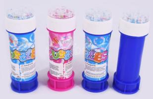 4 db buborékfújó készlet, kupakjukon ügyességi játékkal