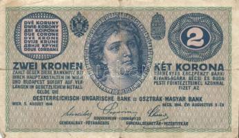 Ausztria/Osztrák-magyar Bank 1914. 2K (4x) közte vastag "C"-vel is T:II,III,III-