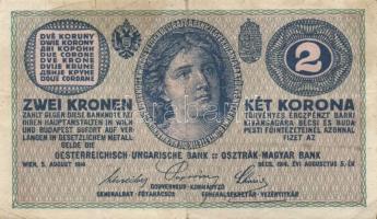 Ausztria/Osztrák-magyar Bank 1914. 2K (4x) közte vastag "C"-vel is T:II,III,III-
