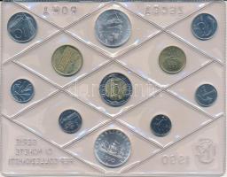 Olaszország 1990. 1L-500L (11xklf) forgalmi sor fóliatokban és műbőrtokban, tanúsítvánnyal. Benne: 1...