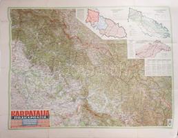 1940 Kárpátalja térképe a Magyarországhoz visszacsatolt területekkel, 1 : 200.000, Bp., M. Kir. Honvéd Térképészeti Intézet, ragasztott, 99x76 cm