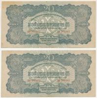 1944. 20P "A Vöröshadsereg Parancsnoksága" (2x) sorszámkövetők "AB 386662 - AB 386663" T:XF fo. Adamo P45