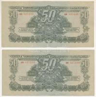 1944. 50P "A Vöröshadsereg Parancsnoksága" (2x) sorszámkövetők "BM 527233 - BM 527234" T:F szép papír Adamo P46