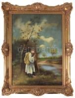 Zubor Rezső (?-?), működött a XX. sz. első felében: Pipázó vándor. Olaj, vászon, Jelzett. Dekoratív fakeretben. 70x50 cm