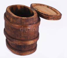 Olasz fa tárolóedény, jelzett, 19x18 cm