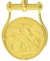 Nagy-Britannia 1925. 1 Sovereign Au "V. György" Au foglalatban, kapcson jelzéssel (érme sú...