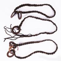 3 darab bőr függönyösszefogó, h: 65 cm