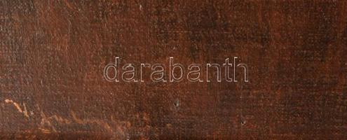 Olvashatatlan jelzéssel (Újházy Ferenc?): Naplemente. Olaj, vászon. Dekoratív fakeretben. 50x60 cm