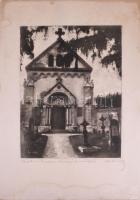 ca 1930 Orphanidesz János (1876-1939): Kápolna Vecsera bárónő temetőjéből jelzett vintage fotóművészeti alkotás, művészfólián másolva, ezüst zselatinos fotópapíron, képméret 17x25 cm, papírméret 25x36 cm