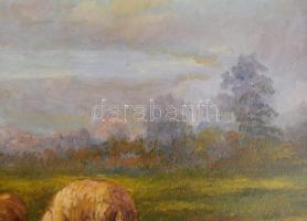 Kovács József (1948-): Báránykák. Olaj, farost, jelzett, dekoratív fakeretben, 40x60 cm