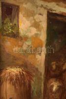 Kovács József (1948-): Báránykák. Olaj, farost, jelzett, dekoratív fakeretben, 40x60 cm