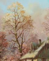 Kovács József (1948-): Téli táj. Olaj, farost, jelzett, fakeretben, 40x60 cm