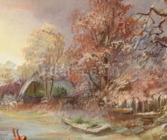 Kovács József (1948-): Téli táj. Olaj, farost, jelzett, fakeretben, 40x60 cm