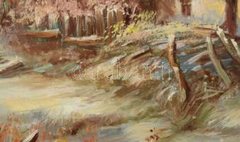 Kovács József (1948-): Téli táj. Olaj, farost, jelzett, fakeretben, 40x60 cm