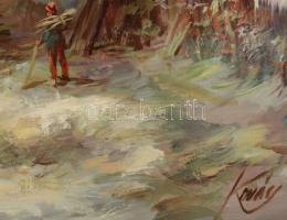 Kovács József (1948-): Téli táj. Olaj, farost, jelzett, fakeretben, 40x60 cm