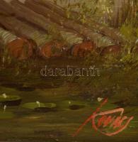 Kovács József (1948-): Holland táj. Olaj, farost, jelzett, fakeretben, 40x60 cm