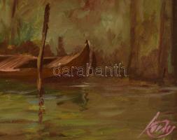 Kovács József (1948-): Velence. Olaj, farost, jelzett, fakeretben, 40x60 cm