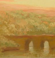 Kovács József (1948-): Kőhíd. Olaj, farost, jelzett, fakeretben, 40x60 cm