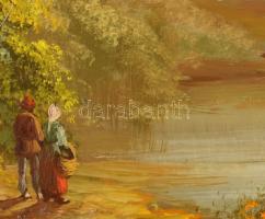 Kovács József (1948-): Kőhíd. Olaj, farost, jelzett, fakeretben, 40x60 cm