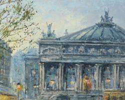 Szert Károly (1955-): Párizsi utca. Olaj, farost, jelzett. Dekoratív fakeretben, 30×40 cm