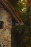 Madarász Gábor (1964-): Kislány a kútnál. Olaj, farost. Jelzett. Dekoratív fakeretben. 48x40 cm