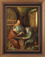 Madarász Gábor (1964-): Jóbarátok. Olaj, farost. Jelzett. Dekoratív fakeretben. 40x30 cm