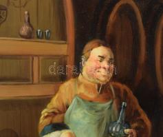 Madarász Gábor (1964-): Jóbarátok. Olaj, farost. Jelzett. Dekoratív fakeretben. 40x30 cm