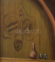 Madarász Gábor (1964-): Jóbarátok. Olaj, farost. Jelzett. Dekoratív fakeretben. 40x30 cm