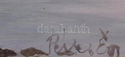 Péntek Éva (-): Pirkadat. Olaj, farost, jelzett, fakeretben, 40×60 cm