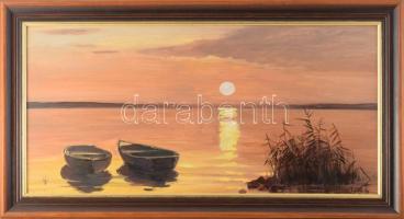 Péntek Éva (-): Aranyhíd. Olaj, farost, jelzett, fakeretben, 40×60 cm