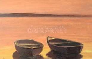 Péntek Éva (-): Aranyhíd. Olaj, farost, jelzett, fakeretben, 40×60 cm